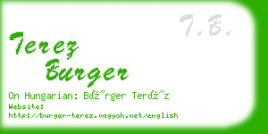 terez burger business card